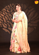 Ivory With Digital Printed Floral Designs With Party Wear Designer Lehenga Choli and dupatta - Thenianantham