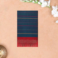 Navy Blue with Red Arani Silk Cotton Saree - Thenianantham