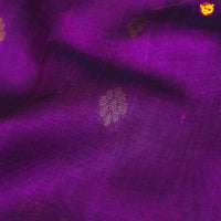 Dark Magenta and Lemon Yellow With Gold Zari Floral Buttas Pure Silk Cotton Saree - Thenianantham