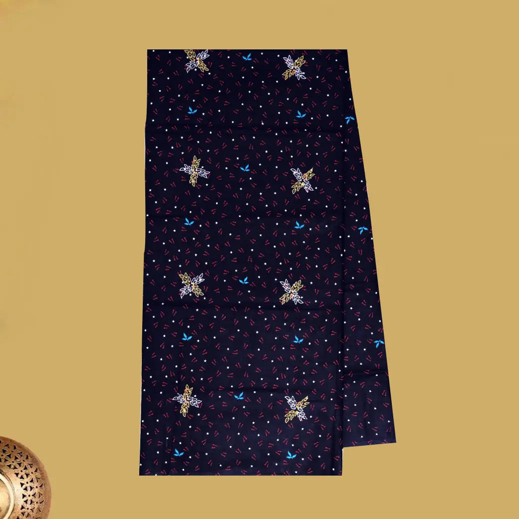 Navy Blue with Red flower design Cotton Printed Lungi