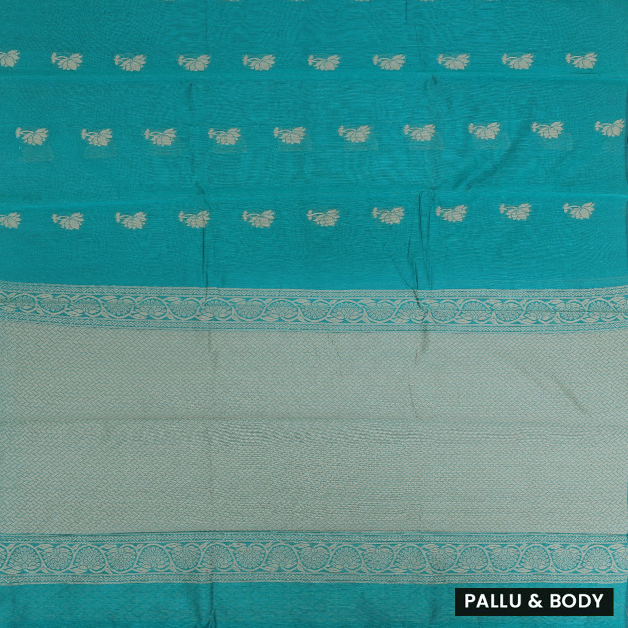 Sea Green With Sandal  Zari  Silk Cotton Saree