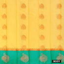 Yellow With  Green  Border Silk Cotton Saree