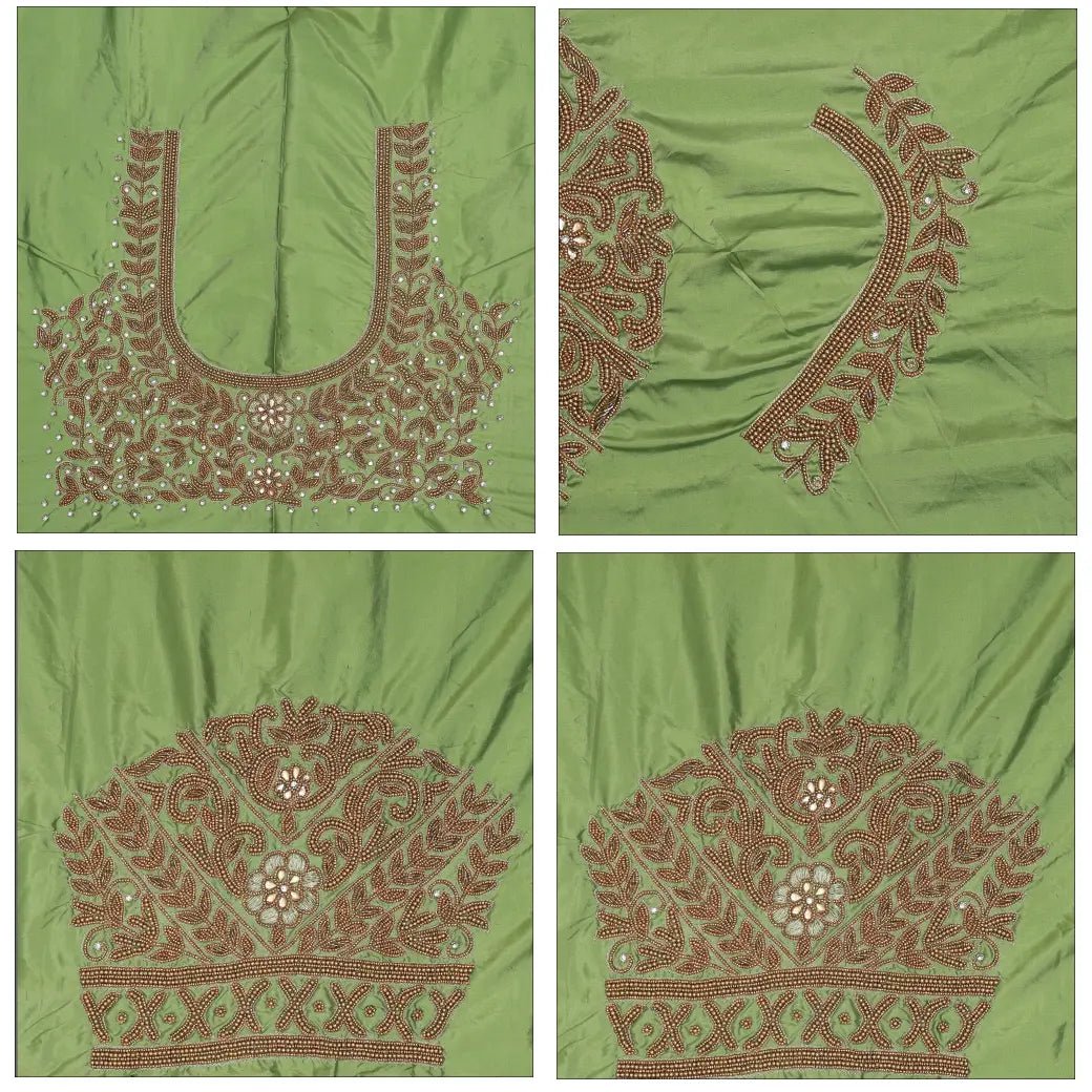 Light Green Bridal Aariwork Blouse