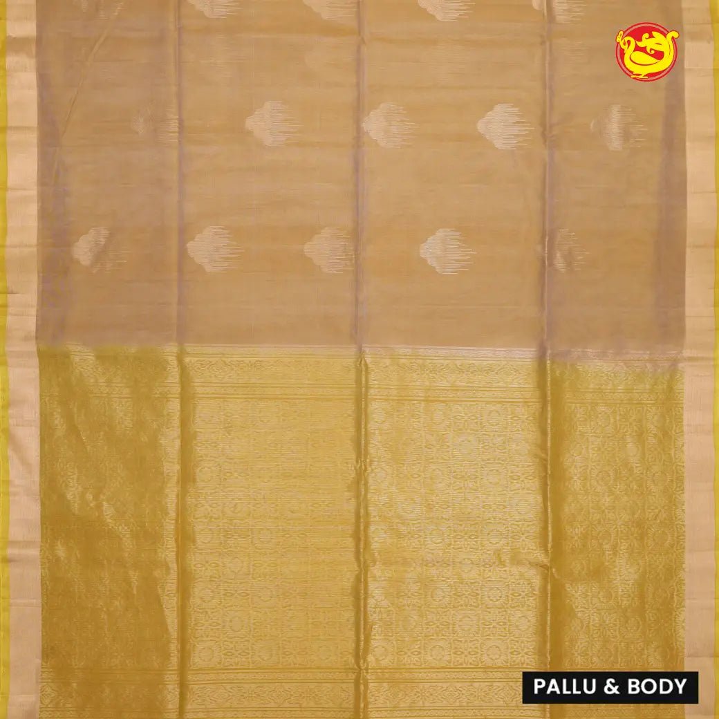 Golden With Yellow Pure Silk Cotton Saree - Thenianantham