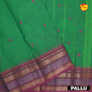 Green with Light Pink Pure Chettinad Cotton Saree without Blouse - Thenianantham