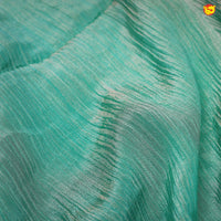 Pastel blue Stripes Design Tissue Crush Designer Saree with Readymade Designer HandWork Blouse - Thenianantham