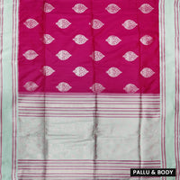 Dark Pink  with Pale Green  Soft Silk Saree