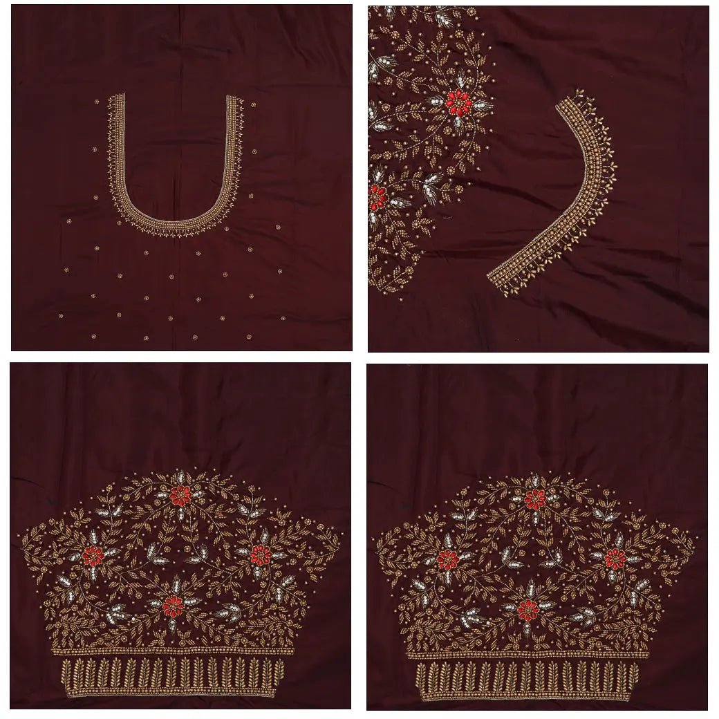 Maroon Bridal Aariwork Blouse