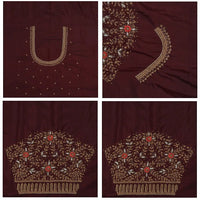 Maroon Bridal Aariwork Blouse - Thenianantham