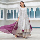 White with Maroon Ladies Branded Readymade Sharara Set