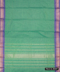 Green With Purple Premium Quality Pure Cotton Saree