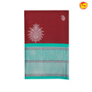 Maroon with aqua blue Traditional Soft Silk Saree