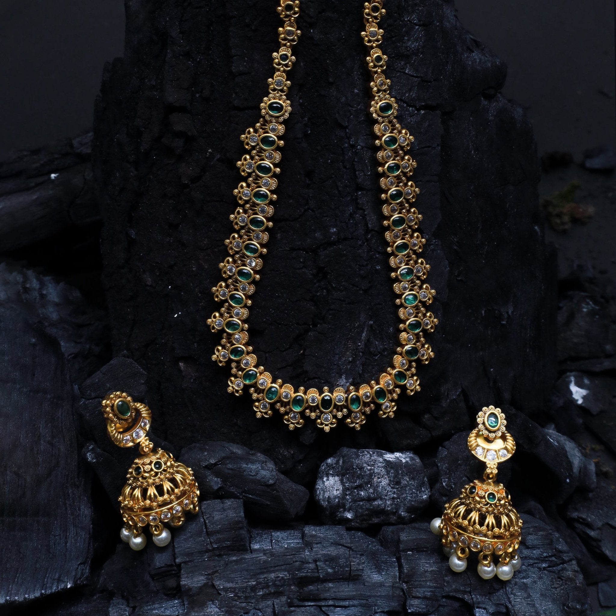 Antique kemp aaram with jhumkas