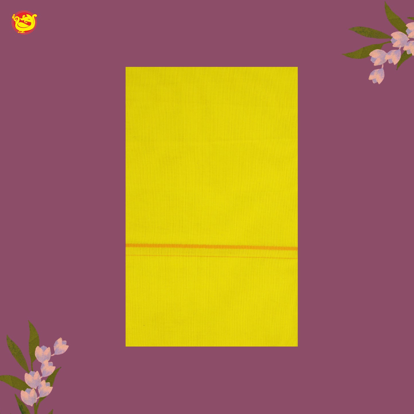 Yellow  With Orange Border Men’s  Temple Wear Dhotis