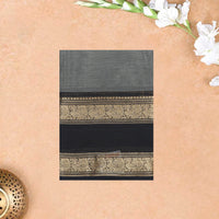 Grey With Black Premium Quality Pure Cotton Saree