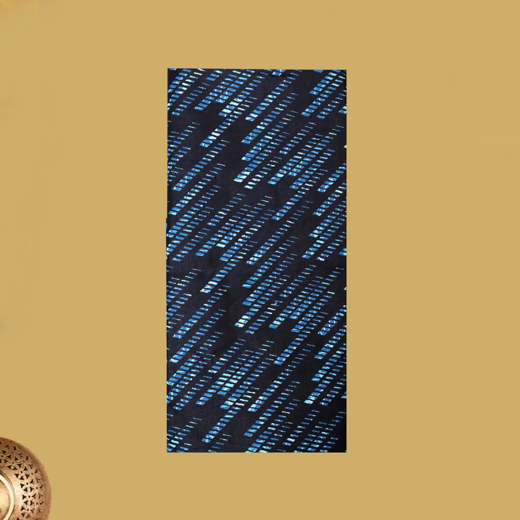 Black with Blue flower design Cotton Printed Lungi