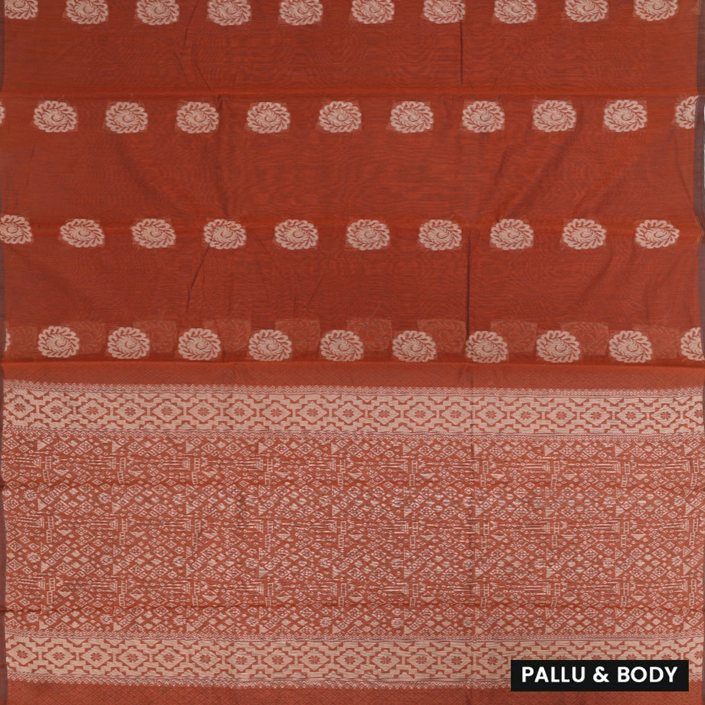 Burnt Orange With Sandal Zari Silk Cotton Saree