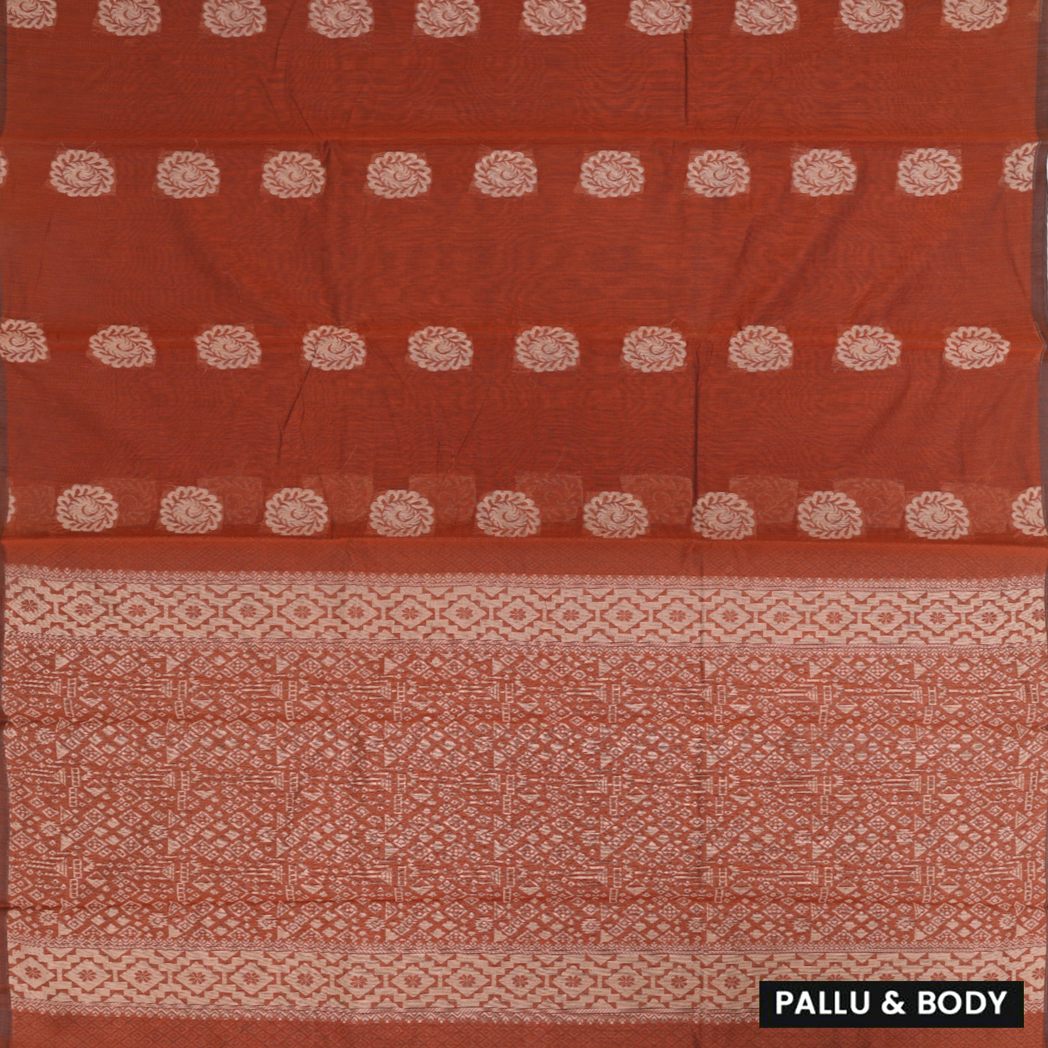 Burnt Orange With Sandal Zari Silk Cotton Saree