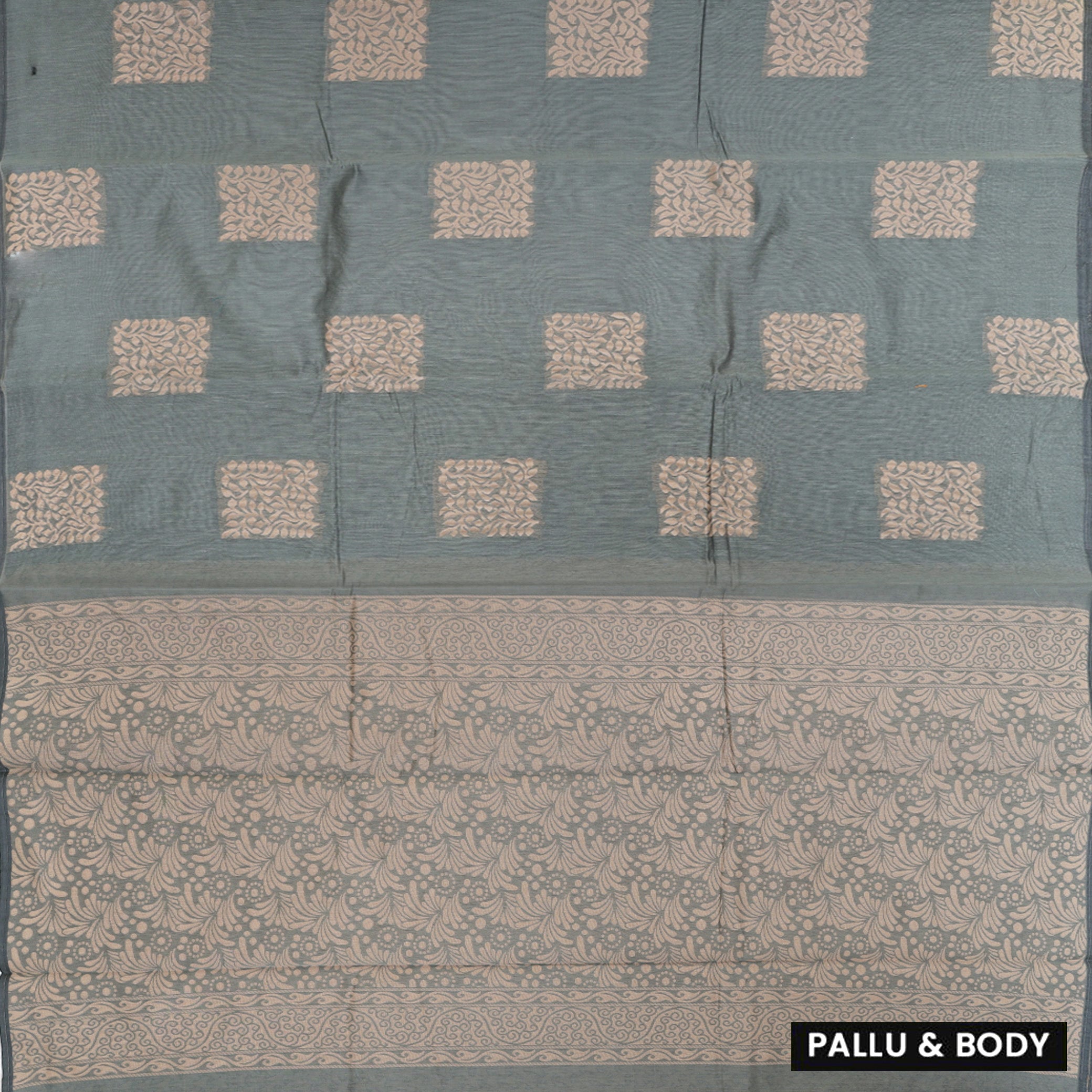 Ash Grey With Sandal Zari   Silk Cotton Saree