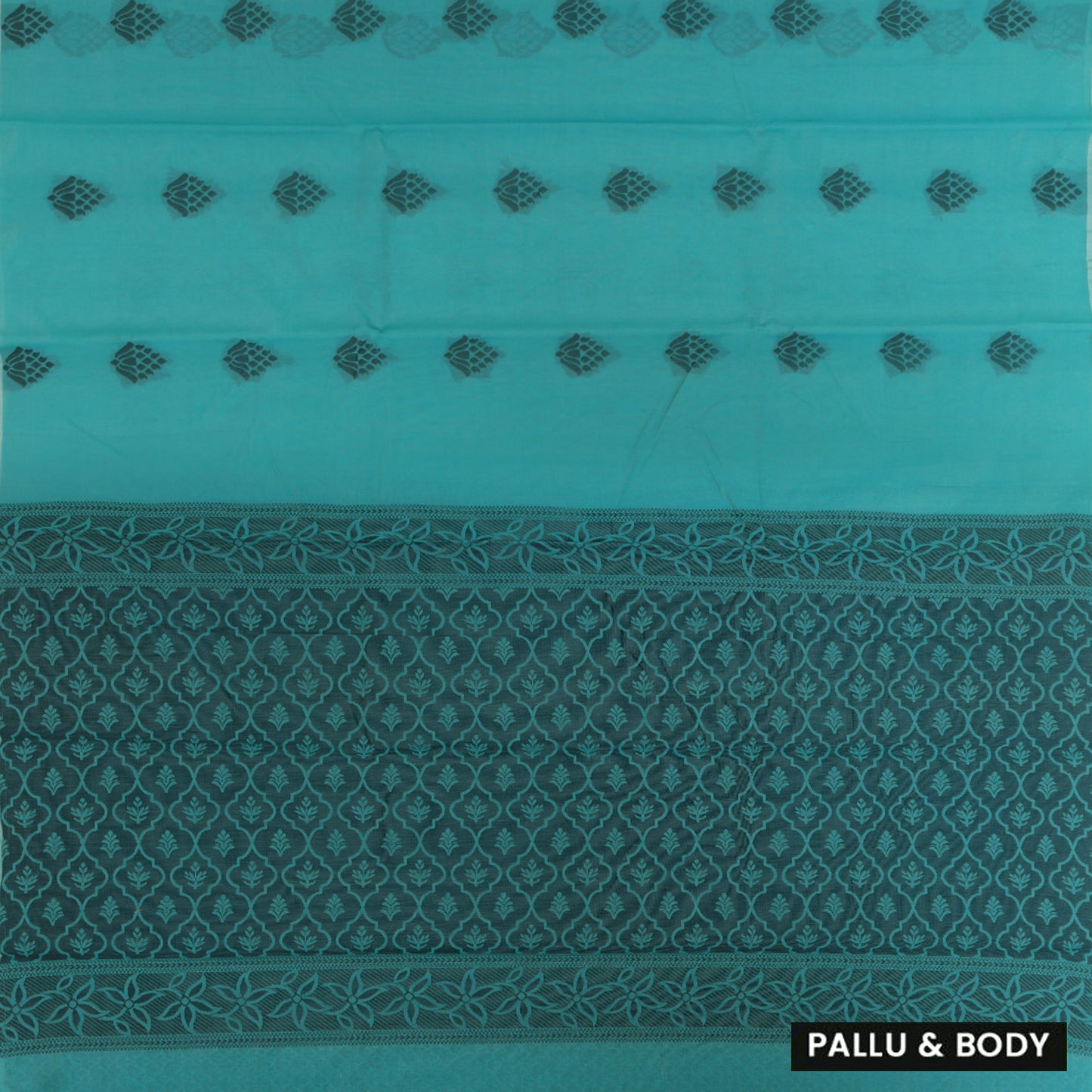 Sea Green With Black Zari  Silk Cotton Saree