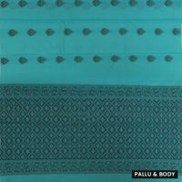 Sea Green With Black Zari  Silk Cotton Saree