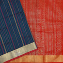 Navy Blue with Red Arani Silk Cotton Saree - Thenianantham