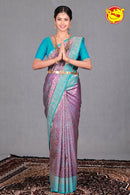 Purple Wedding Silk Saree With Peacock Blue Pallu - Thenianantham