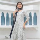 White with Blue Ladies Branded Readymade Sharara Set