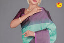 Ice Blue With Dark Purple Soft Silk Saree - Thenianantham