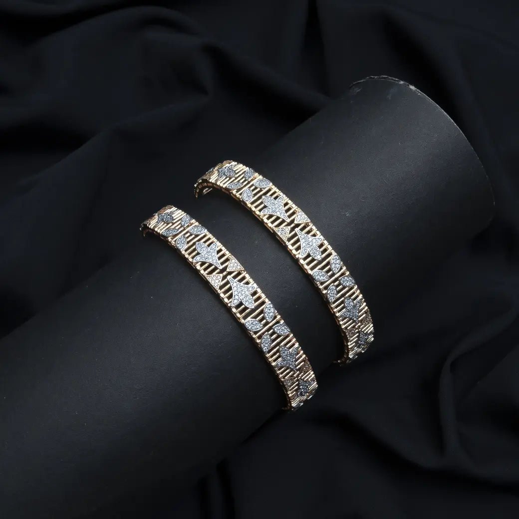 American diamond bangle pair gold finish