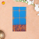 Blue Chceked Pure Chettinad Cotton Saree without Blouse - Thenianantham