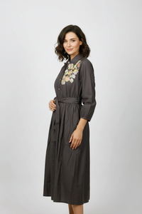 Charcoal Grey Colour With Floral  Design Ladies Branded Umbrella Top Readymade