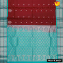 Maroon with aqua blue Traditional Soft Silk Saree