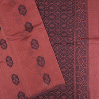 Rust Orange With Black Zari Silk Cotton Saree