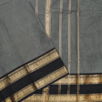 Grey With Black Premium Quality Pure Cotton Saree