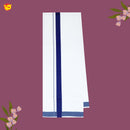 White with Navy Blue Fancy Border Single Layer Cotton Men’s Dhoti