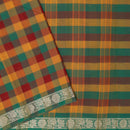 Multi Colour Small Checked Pattern Pure Chettinad Cotton Saree without Blouse