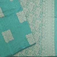 Medium Aqua With Sandal Zari  Silk Cotton Saree
