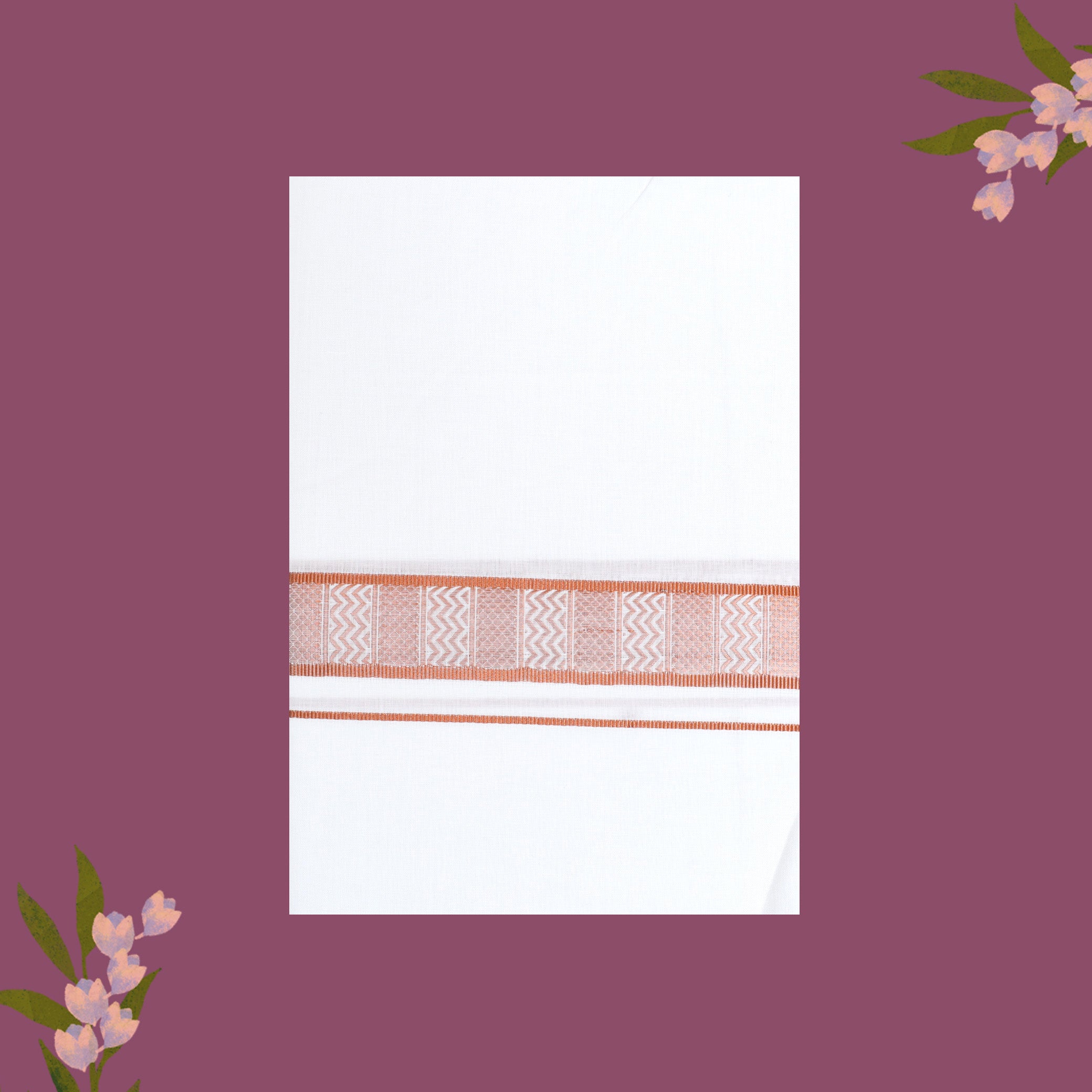 White with Copper Border Single Layer Cotton Men’s Dhoti