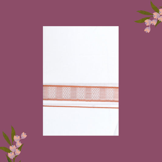 White with Copper Border Single Layer Cotton Men’s Dhoti
