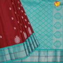 Maroon with aqua blue Traditional Soft Silk Saree