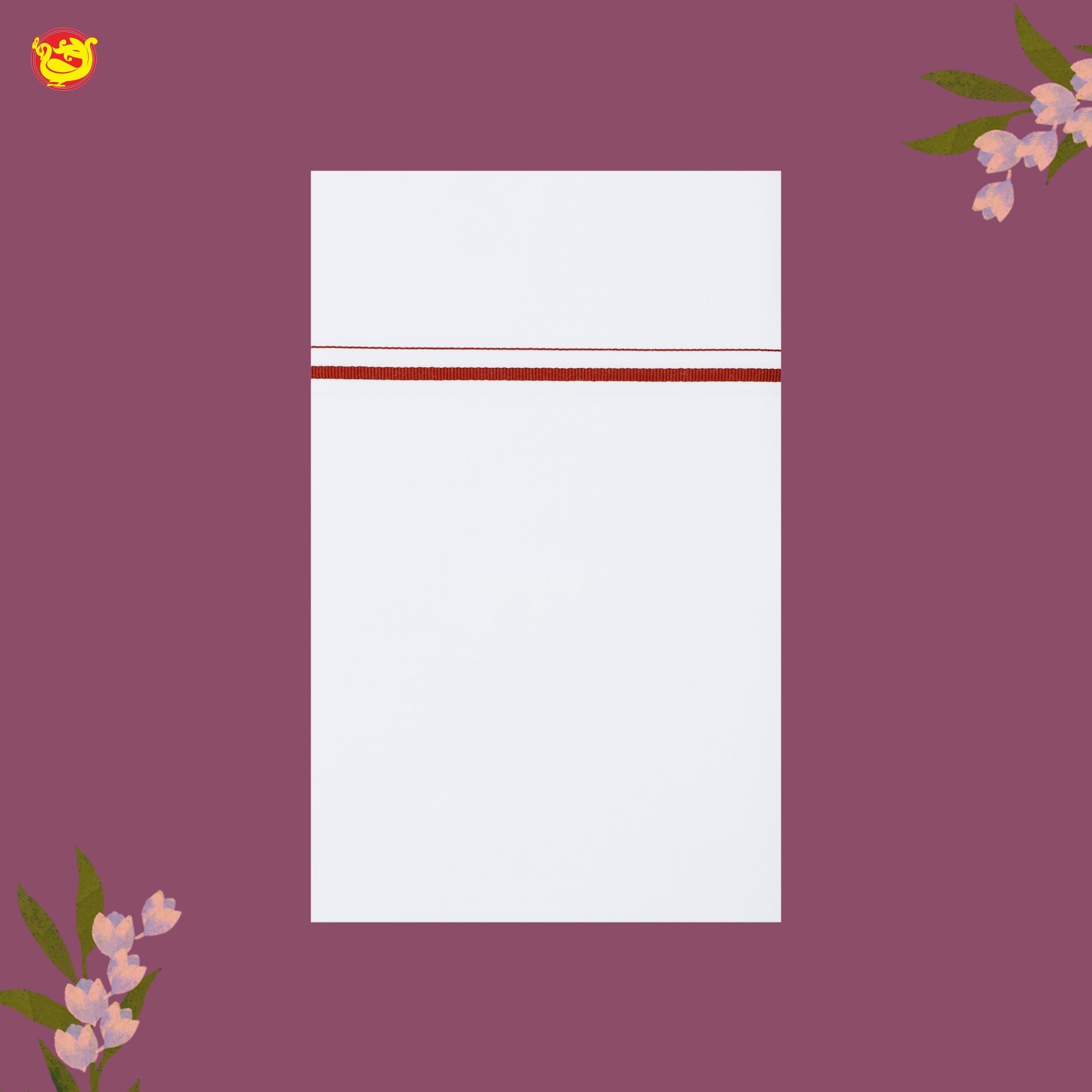 White with Red Fancy Border Single Layer Cotton Men’s Dhoti