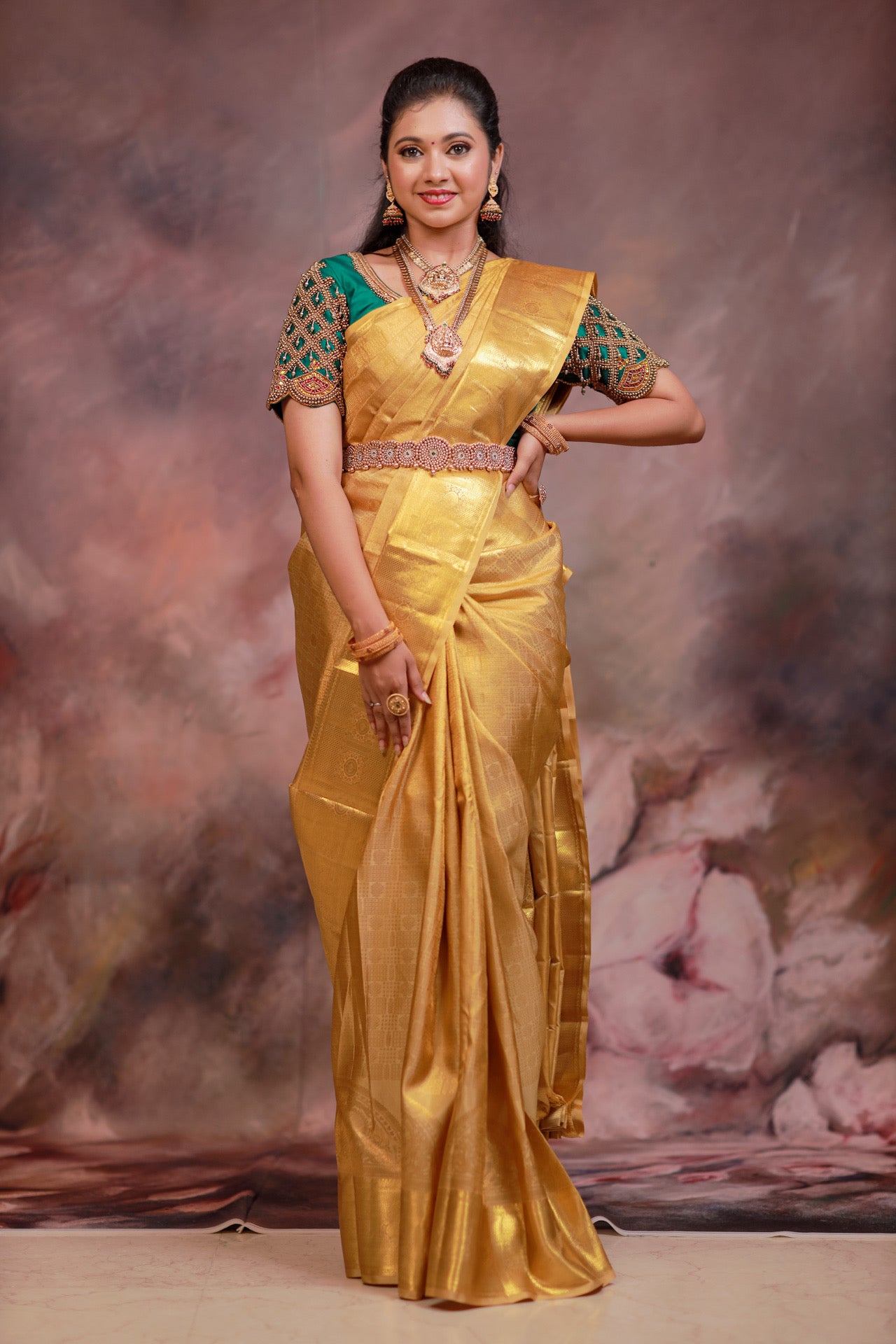 Golden Tissue wedding silk saree