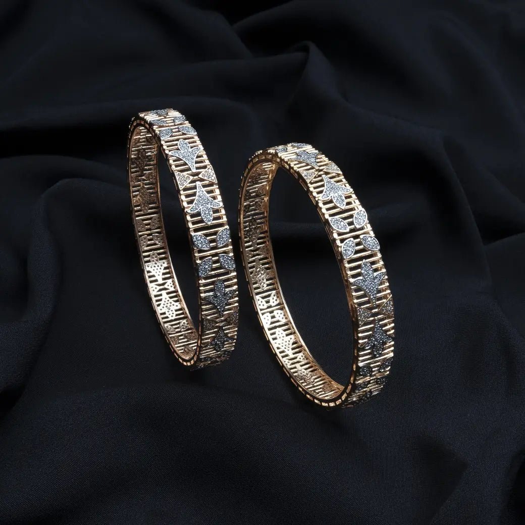 American diamond bangle pair gold finish