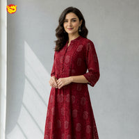 Red Colour With Floral  Design Ladies Branded Umbrella Top Readymade