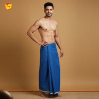 Royal Blue -Men’s Plain Cotton Lungi – Soft & Comfortable