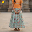 Orange with Grey Girls Readymade Pattu Pavadai Set