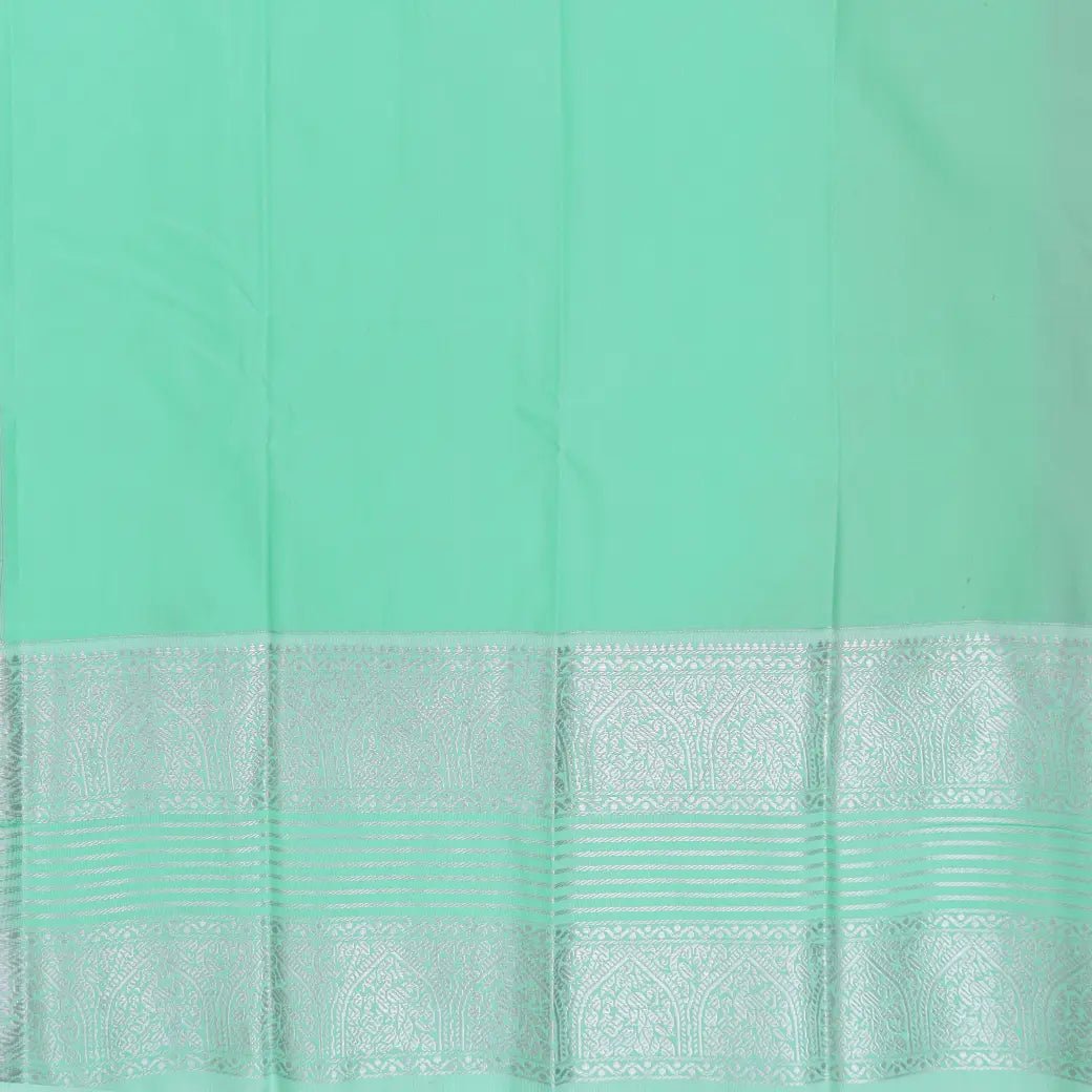 Dark Peach with Pastel Green Art Silk Saree