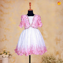 Pink with White Beautiful Floral Girls Branded Readymade Ball Gown - Thenianantham