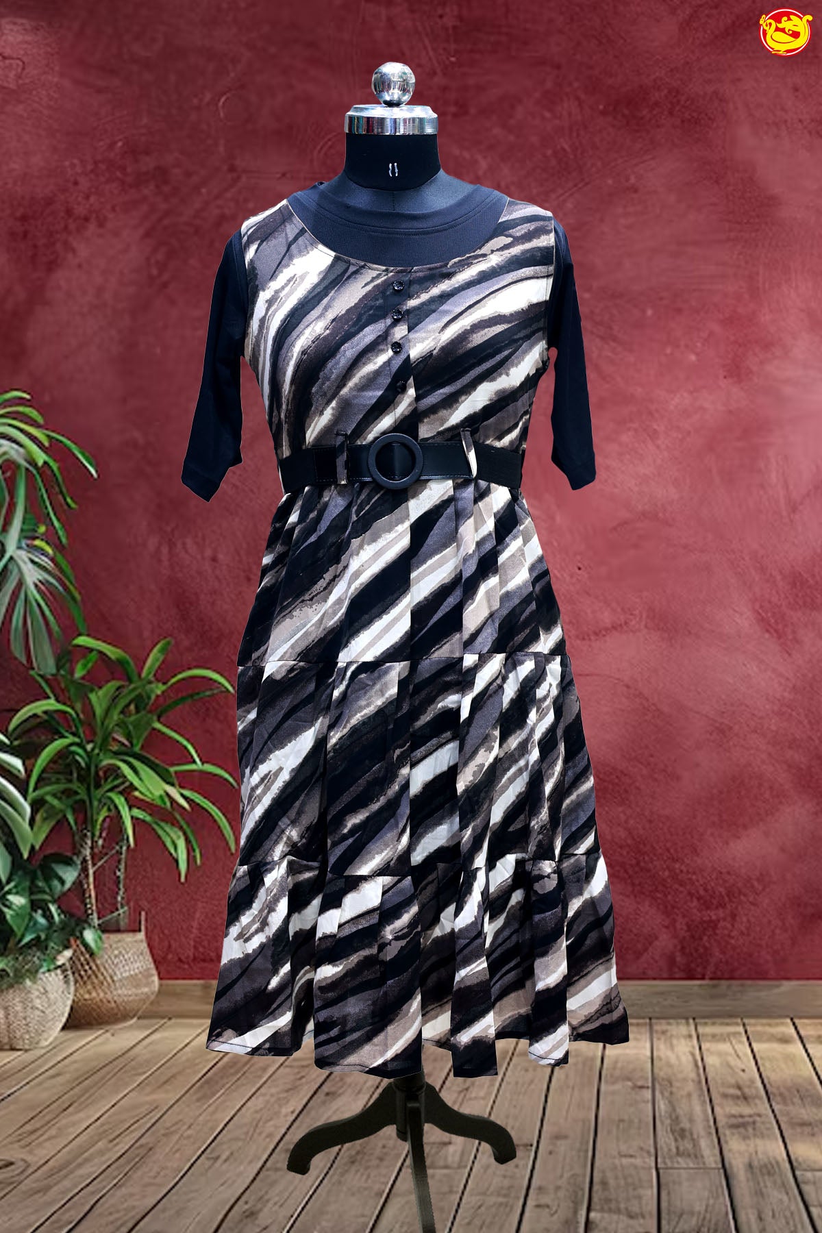 Multicoloried Ink Pattern Ladies Branded Readymade Maxi Top